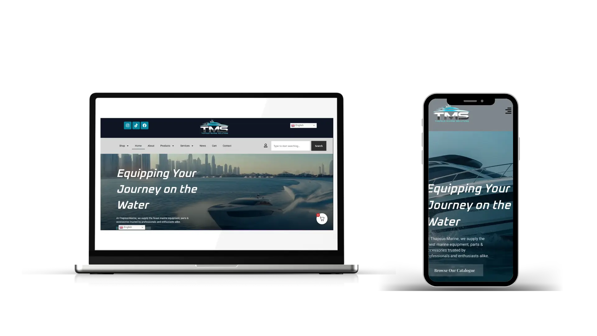 Thapsus Marine shown on a laptop and a phone